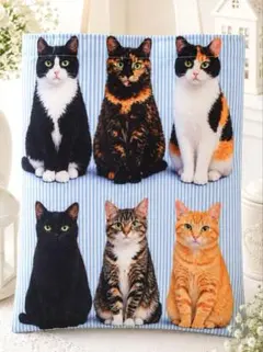 月*☆様 人気 猫バッグ　猫いっぱい　ストライプ　丈夫な新品トート　オリジナルのサムネイル