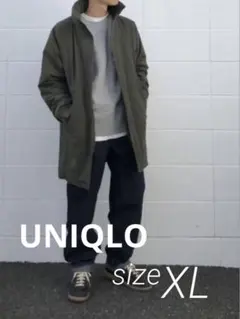 美品✨ユニクロ 防風パデッドコート オリーブ カーキXLサイズ