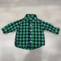 carter's ベビー チェック柄 長袖シャツ グリーン 襟付き　60㎝