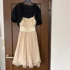 パーティドレス　フラワー刺繍 Aラインドレス ボレロ付き