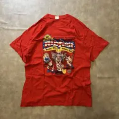 バ*こ様 ギルダン古着RibfestバンドイラストTシャツ アメリカイベントT赤