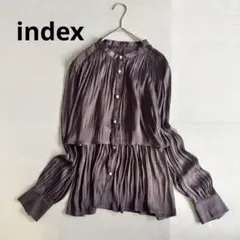 【インデックス】長袖とろみブラウス　バンドカラー　大人上品　綺麗め　サラサラ/L