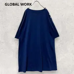 GLOBAL WORK ボートネックワンピース F ネイビー ゆったり 綺麗めのサムネイル