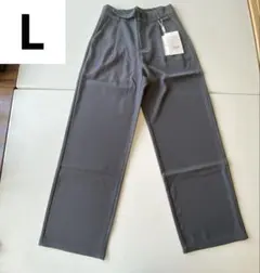 L 新品タグ付き グレー スラックスパンツ ウエストゴム シンプル きれいめ