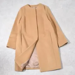 アンタイトル UNTITLED ウール カシミヤ ノーカラーコート 2 ベージュ