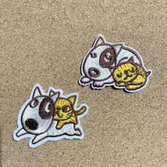 犬　猫　刺繍　ワッペン　アップリケ　二枚セット