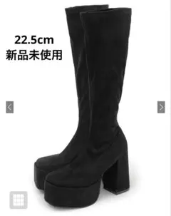 GRLストレッチチャンキーヒールロングブーツ スエード[zr1287]