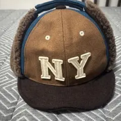 NYロゴ付きフライトキャップ 耳あて付き