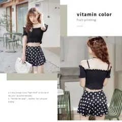 水着　ドット　体型カバー　水玉