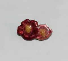 SALE七宝焼赤い花デザインのブローチ