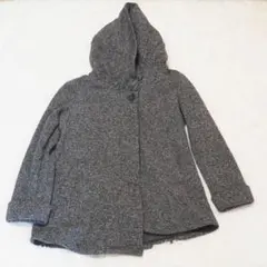 【GRAND POCHE】フード付きニットコート L ダークグレー