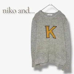 ニコアンド ロゴ ニット セーター イニシャル K 刺繍 グレー マスタード