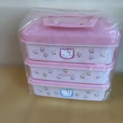 レア レトロ サンリオ ハローキティ お花見 遠足 3段 ピクニックランチケース