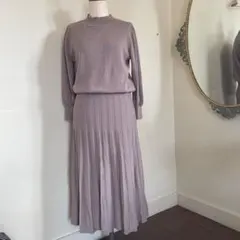 ロペ、ピクニックニット、ワンピース、ベージュ、パープル、くすみパープル