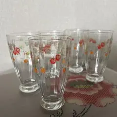 果物デザインのガラスコップ5個セット　フルーツ柄