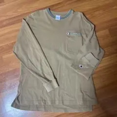 Champion 長袖Tシャツ M ベージュ ポケット付き