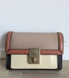 【COACH】コーチ 三つ折り 財布 レザー ブロックカラー レディース
