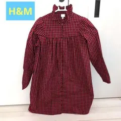 H&M 赤チェックワンピース