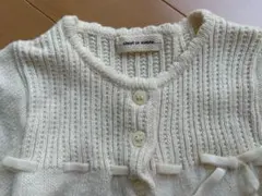 アイボリー カーディガン リブ編み フリル
