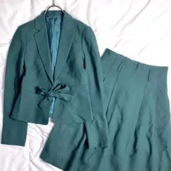 美品　アナイ　リボンジャケット　スカート　セットアップ　グリーン　36