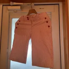 赤と白のストライプ クロップドパンツ