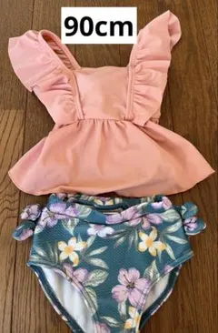 petit main ベビー水着　花柄　ピンク　90cm