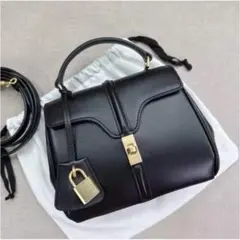 高見え 2way ハンドバッグ ショルダーバッグ ブラック