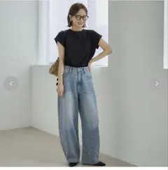 しまむら　田中里奈　パール付きデニムパンツのサムネイル