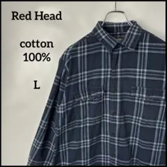 ネルシャツ　コットン100% ヴィンテージ90s チェック青ブルー　レッドヘッド