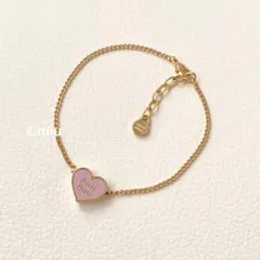 美品】miumiu ロゴ ハート ピンク メタル ブレスレット ゴールド金具 
