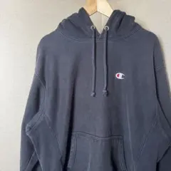 さ*ん様 00s後半 Champion 刺繍ロゴ ブラック パーカー