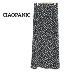 チャオパニック ロングスカート 花柄 ブラック F マーメイド　スリット　裏布付