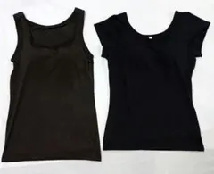 ブラトップ　Ｌ　二枚セット　ブラック　タンクトップ＆Tシャツタイプ