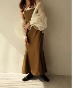 midealクロスマーメイドフレアキャミワンピース