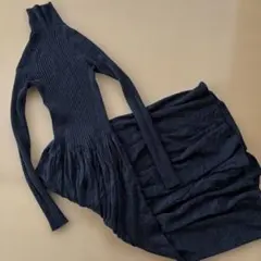 ユニクロ★チャコールグレー★3Dメリノリブワンピース★ニットワンピース★M