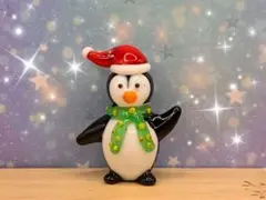 可愛い*°♡ペンギン　サンタ☆ガラス細工•*¨*•.¸¸♬︎ガラスクリスマス♱⋰