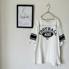 Champion チャンピオン フットボールTシャツ 5分袖 白 XL アメカジ