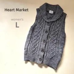 【ハートマーケット】ケーブル編ニットベストレディースLグレータートルノースリーブのサムネイル