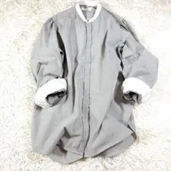 A DAY IN THE LIFE ストライプ 長袖 バンドカラーシャツ