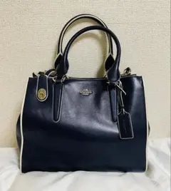 【希少】COACH 22410 レザー トートバッグ 本革 青 ブティックライン 希少】COACH 22410 レザー トートバッグ 本革 青 ブティックライン