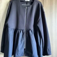 オペークドットクリップ　ドッキングペプラムジップアップ　ネイビー