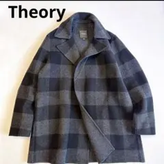 Theory ウール100% オーバーレイ ダブルフェイス チェックコート
