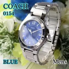 良品 コーチCOACHメンズ腕時計ブルー0154スマート＆スポーティー電池交換済のサムネイル