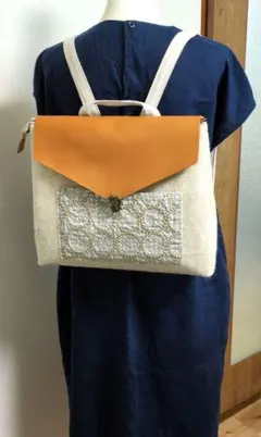ミナペルホネン リュック 横型 ジュートバッグ ハンドメイド