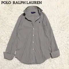 【美品】ポロラルフローレン ストレッチシャツ　10/XL相当　黒×白 近年モデル