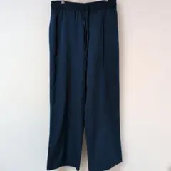 GU【М】ワイドパンツ　カジュアル　ブルー　ウエストゴム