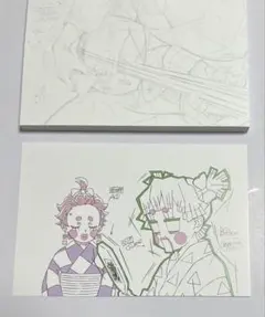 鬼滅の刃　原画ポストカード・①枚 炭治郎　善逸　【おまけ】メモ・③枚