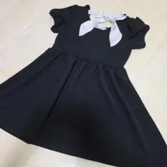 culots バックリボン　半袖トップス　ペプラム　黒　M