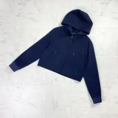 セオリー ウール混フーデッドジャケット カシミヤ クロップド 紺S*LD1445