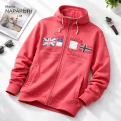 美品 ナパピリ NAPAPIJRI フルジップ　スウェット　トレーナー　M 朱色